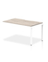 Dynamic Evolve Plus 1400mm Single Row Office Bench Desk Ext Kit Grey Oak Top White Frame BE786