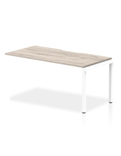 Dynamic Evolve Plus 1600mm Single Row Office Bench Desk Ext Kit Grey Oak Top White Frame BE788
