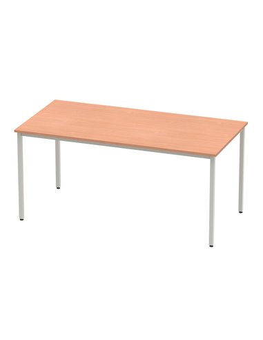 Dynamic Impulse 1600mm Straight Writing Desk Table Beech Top Silver Box Frame Leg BF00104