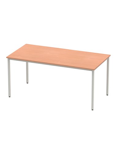Dynamic Impulse 1600mm Straight Writing Desk Table Beech Top Silver Box Frame Leg BF00104