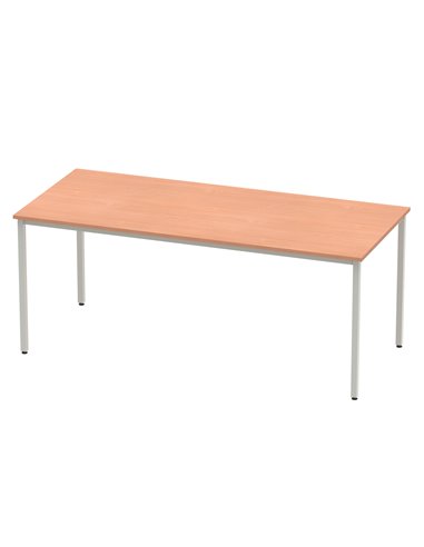 Dynamic Impulse 1800mm Straight Writing Desk Table Beech Top Silver Box Frame Leg BF00105