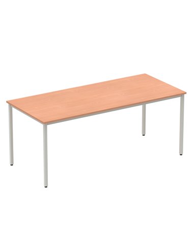 Dynamic Impulse 1800mm Straight Writing Desk Table Beech Top Silver Box Frame Leg BF00105