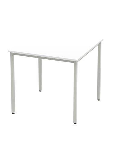 Dynamic Impulse 800mm Straight Writing Desk Table White Top Silver Box Frame Leg BF00114