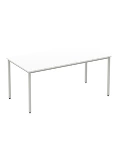 Dynamic Impulse 1600mm Straight Writing Desk Table White Top Silver Box Frame Leg BF00117