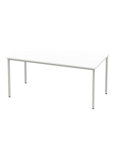Dynamic Impulse 1600mm Straight Writing Desk Table White Top Silver Box Frame Leg BF00117