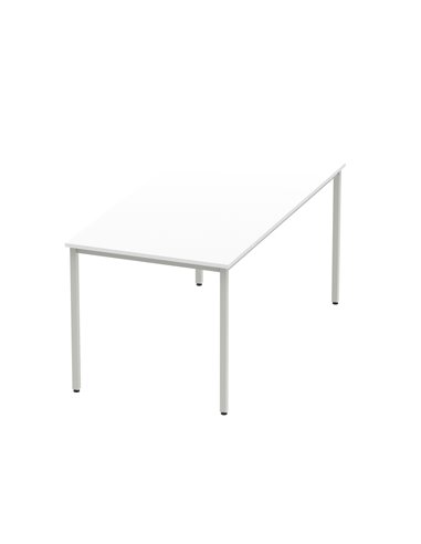 Dynamic Impulse 1600mm Straight Writing Desk Table White Top Silver Box Frame Leg BF00117