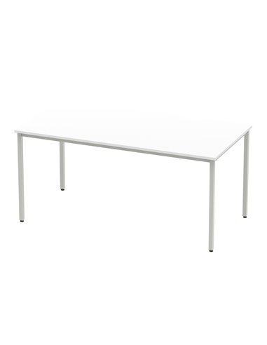 Dynamic Impulse 1600mm Straight Writing Desk Table White Top Silver Box Frame Leg BF00117
