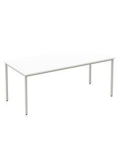 Dynamic Impulse 1800mm Straight Writing Desk Table White Top Silver Box Frame Leg BF00118