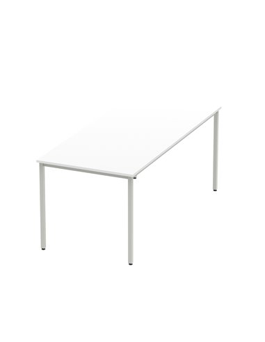 Dynamic Impulse 1800mm Straight Writing Desk Table White Top Silver Box Frame Leg BF00118