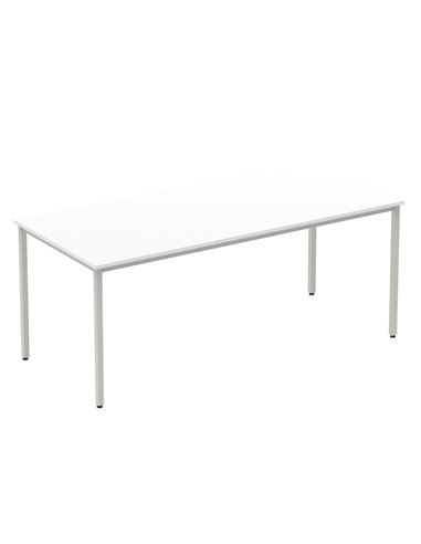 Dynamic Impulse 1800mm Straight Writing Desk Table White Top Silver Box Frame Leg BF00118