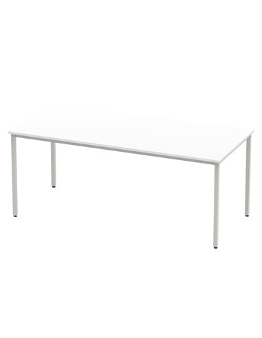 Dynamic Impulse 1800mm Straight Writing Desk Table White Top Silver Box Frame Leg BF00118
