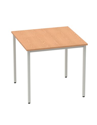 Dynamic Impulse 800mm Straight Writing Desk Table Oak Top Silver Box Frame Leg BF00127