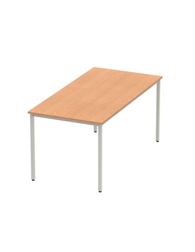 Dynamic Impulse 1600mm Straight Writing Desk Table Oak Top Silver Box Frame Leg BF00130