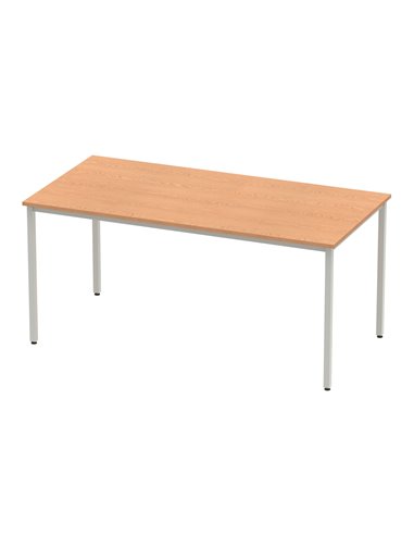 Dynamic Impulse 1600mm Straight Writing Desk Table Oak Top Silver Box Frame Leg BF00130