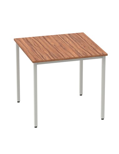 Dynamic Impulse 800mm Straight Writing Desk Table Walnut Top Silver Box Frame Leg BF00140