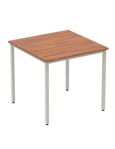 Dynamic Impulse 800mm Straight Writing Desk Table Walnut Top Silver Box Frame Leg BF00140
