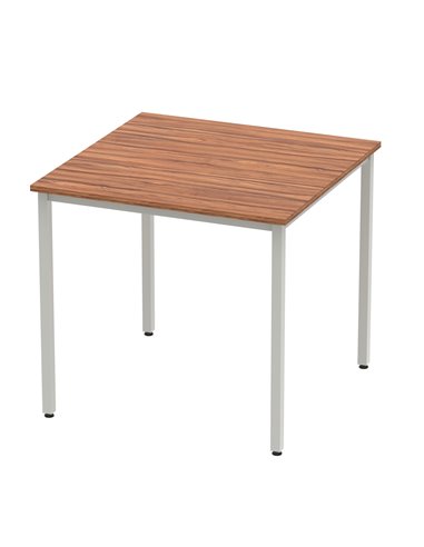 Dynamic Impulse 800mm Straight Writing Desk Table Walnut Top Silver Box Frame Leg BF00140