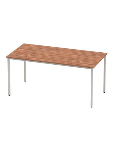 Dynamic Impulse 1600mm Straight Writing Desk Table Walnut Top Silver Box Frame Leg BF00143
