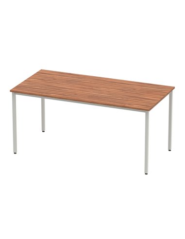 Dynamic Impulse 1600mm Straight Writing Desk Table Walnut Top Silver Box Frame Leg BF00143