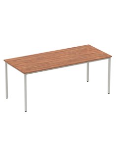 Dynamic Impulse 1800mm Straight Writing Desk Table Walnut Top Silver Box Frame Leg BF00144