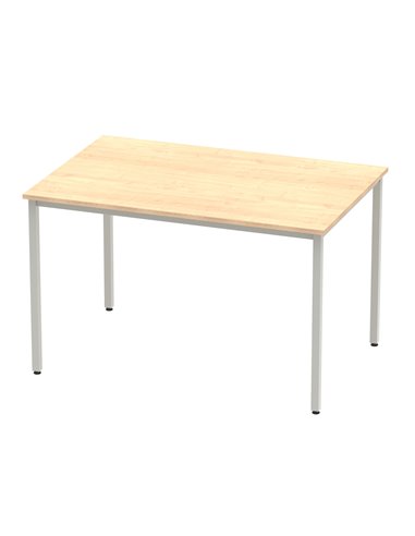 Dynamic Impulse 1200mm Straight Writing Desk Table Maple Top Silver Box Frame Leg BF00154