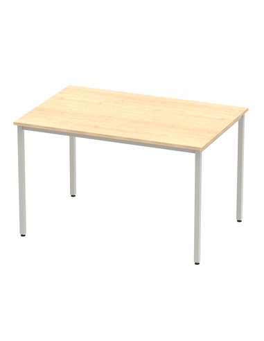 Dynamic Impulse 1200mm Straight Writing Desk Table Maple Top Silver Box Frame Leg BF00154
