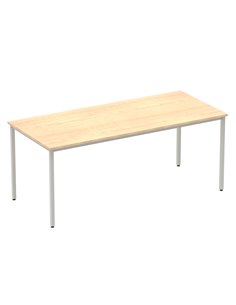 Dynamic Impulse 1800mm Straight Writing Desk Table Maple Top Silver Box Frame Leg BF00157