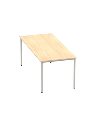 Dynamic Impulse 1800mm Straight Writing Desk Table Maple Top Silver Box Frame Leg BF00157