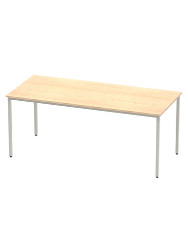 Dynamic Impulse 1800mm Straight Writing Desk Table Maple Top Silver Box Frame Leg BF00157