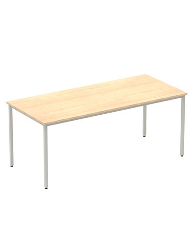 Dynamic Impulse 1800mm Straight Writing Desk Table Maple Top Silver Box Frame Leg BF00157