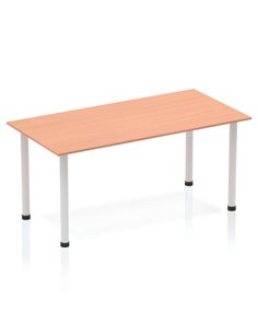 Dynamic Impulse 1400mm Straight Writing Desk Table Beech Top Silver Post Leg BF00167