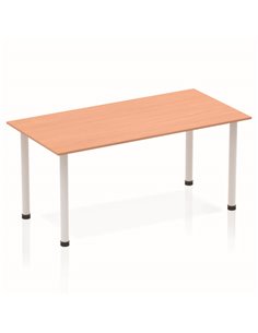 Dynamic Impulse 1600mm Straight Writing Desk Table Beech Top Silver Post Leg BF00168