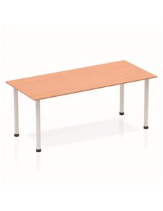 Dynamic Impulse 1800mm Straight Writing Desk Table Beech Top Silver Post Leg BF00169