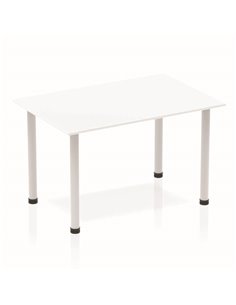 Dynamic Impulse 1200mm Straight Writing Desk Table White Top Silver Post Leg BF00172