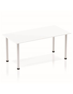 Dynamic Impulse 1400mm Straight Writing Desk Table White Top Silver Post Leg BF00173