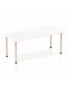 Dynamic Impulse 1800mm Straight Writing Desk Table White Top Silver Post Leg BF00175
