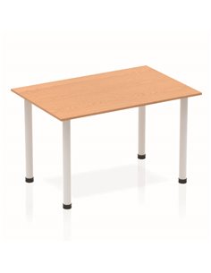 Dynamic Impulse 1200mm Straight Writing Desk Table Oak Top Silver Post Leg BF00178
