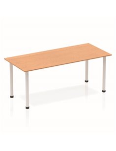 Dynamic Impulse 1800mm Straight Writing Desk Table Oak Top Silver Post Leg BF00181