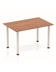Dynamic Impulse 1200mm Straight Writing Desk Table Walnut Top Silver Post Leg BF00184
