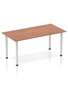 Dynamic Impulse 1400mm Straight Writing Desk Table Walnut Top Silver Post Leg BF00185