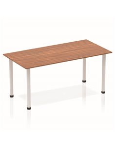 Dynamic Impulse 1600mm Straight Writing Desk Table Walnut Top Silver Post Leg BF00186