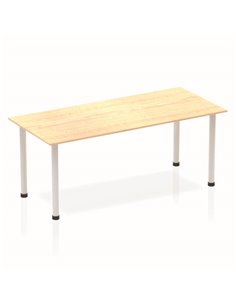 Dynamic Impulse 1800mm Straight Writing Desk Table Maple Top Silver Post Leg BF00193