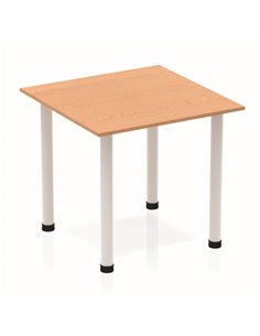 Dynamic Impulse 800mm Square Writing Desk Table Oak Top Silver Post Leg BF00205