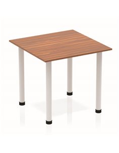 Dynamic Impulse 800mm Square Writing Desk Table Walnut Top Silver Post Leg BF00207