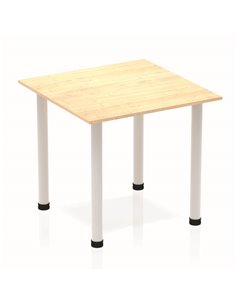 Dynamic Impulse 800mm Square Writing Desk Table Maple Top Silver Post Leg BF00209