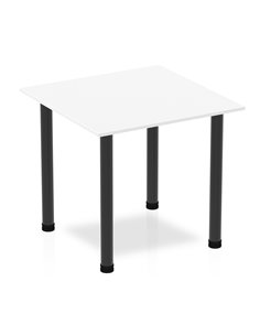 Dynamic Impulse 800mm Square Writing Desk Table White Top Black Post Leg BF00362