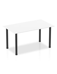 Dynamic Impulse 1400mm Straight Writing Desk Table White Top Black Post Leg BF00372