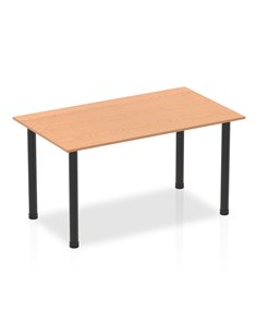 Dynamic Impulse 1400mm Straight Writing Desk Table Oak Top Black Post Leg BF00373