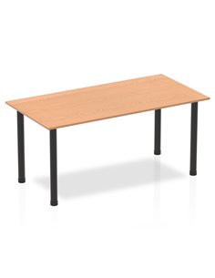 Dynamic Impulse 1600mm Straight Writing Desk Table Oak Top Black Post Leg BF00378