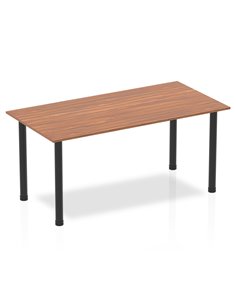 Dynamic Impulse 1600mm Straight Writing Desk Table Walnut Top Black Post Leg BF00379